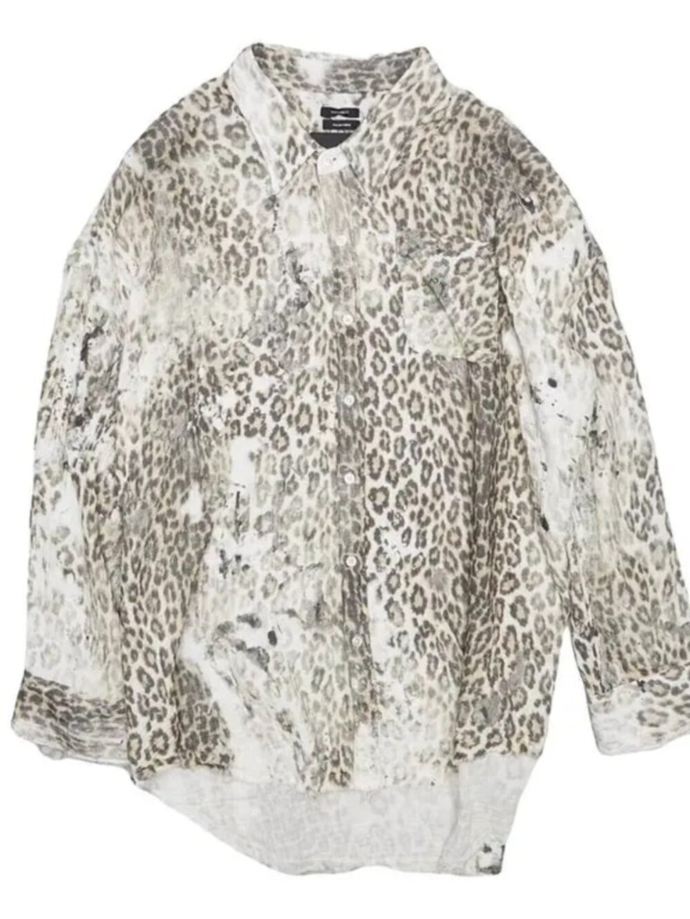 R13 NWOT Shredded cotton leopard print shirt M
